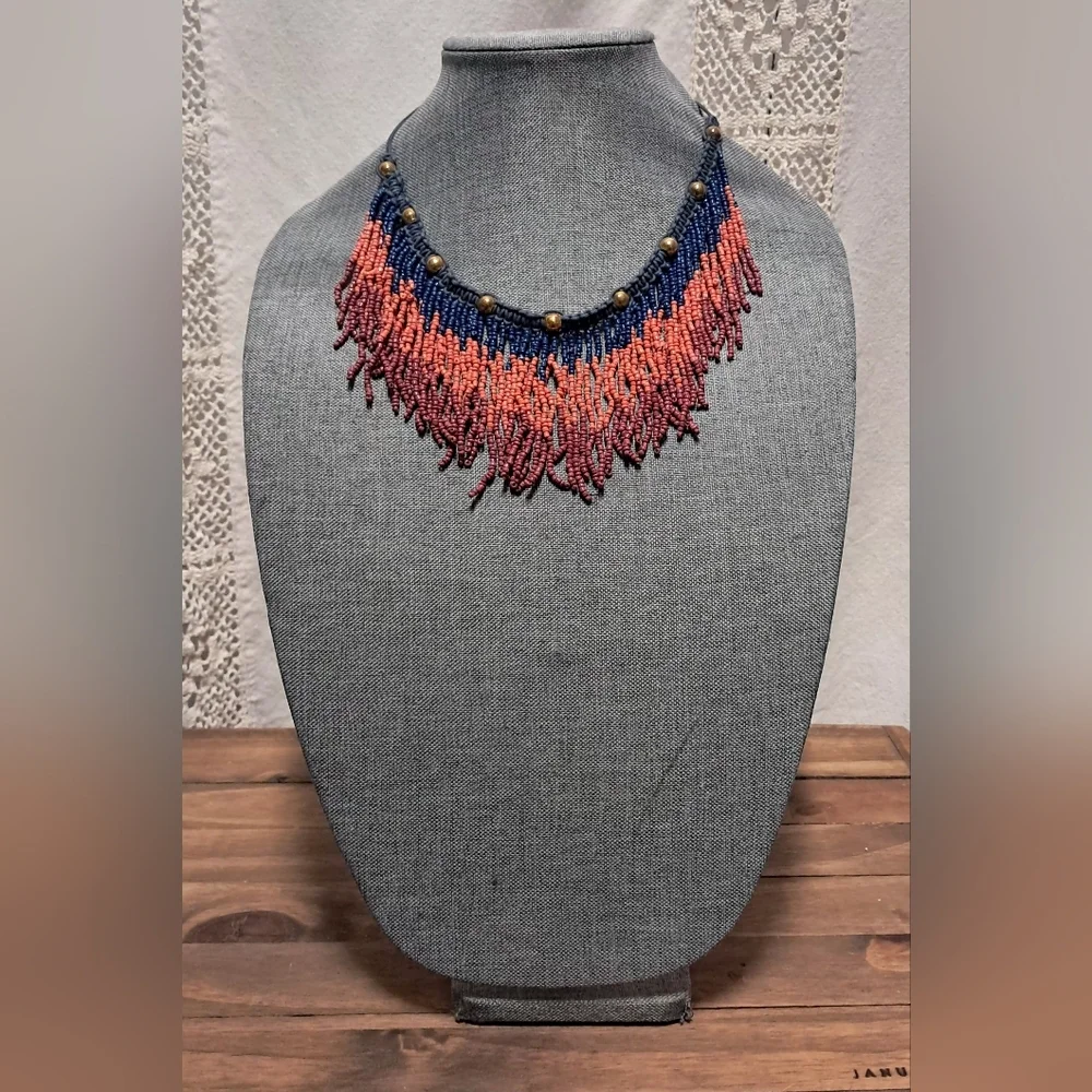 Beaded Fringe Necklace - Picture 3 of 4